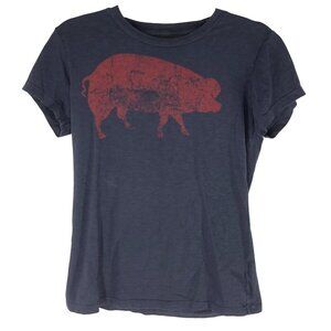 Arcade T-Shirt Size Medium Distressed Red Pig Graphic Design Blue Gray Short Sle